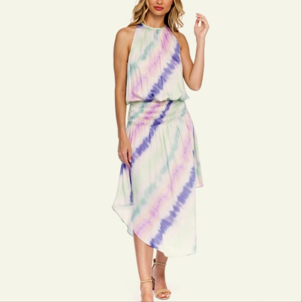 TOLANI Collection Shane Meadow Tie-Dye Watercolor Dress